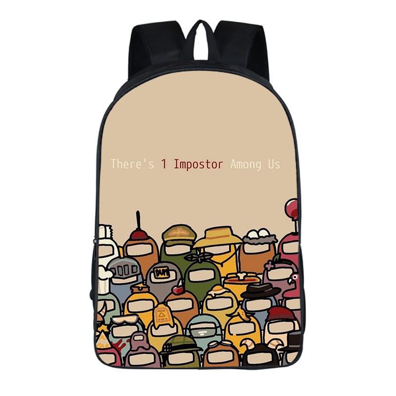 Among Us Kids Backpack Oxford Fabric School Bag Boys Girls 20L Capacity Dual Strap With Air Cushion Straps