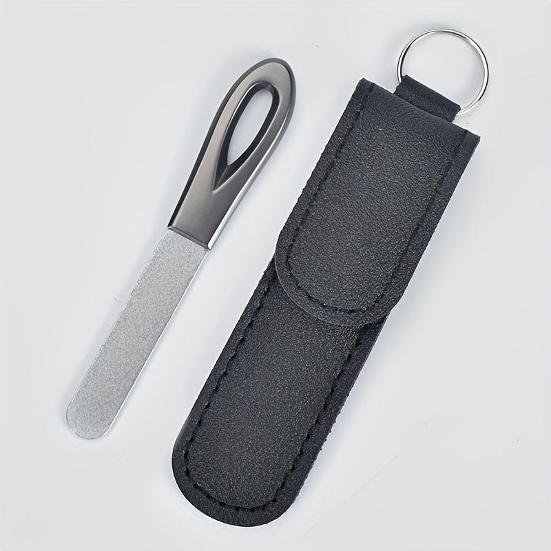 

Двусторонняя пилка для ногтей из нержавеющей стали, 1 шт. Профессиональный инструмент для маникюра и красоты с чехлом, Прочная и долговечная, Устойчивая к ржавчине конструкция чёрный