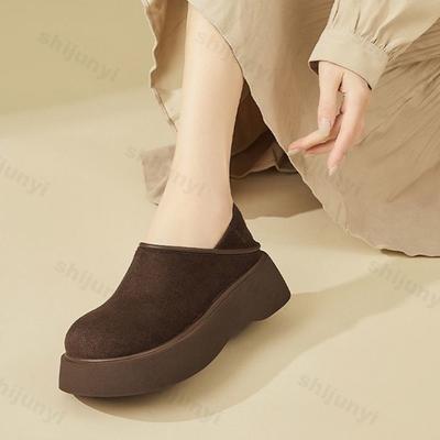 Fashion Women's Platform Loafers 2025 Autumn Winter New Fashion Slip On Height Increase Casual Shoes Comfortable Vintage Half Slippers