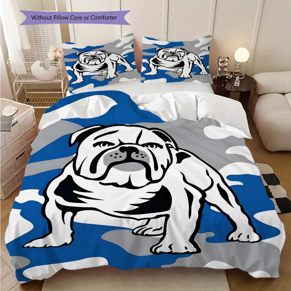 Canterbury Bulldogs Muster Bettwäsche Steppdecke Set Bettbezug Kissenbezug Heimdekoration Geburtstagsgeschenk (1 Bettbezug + 2 Kissenbezüge, ohne Füllung)