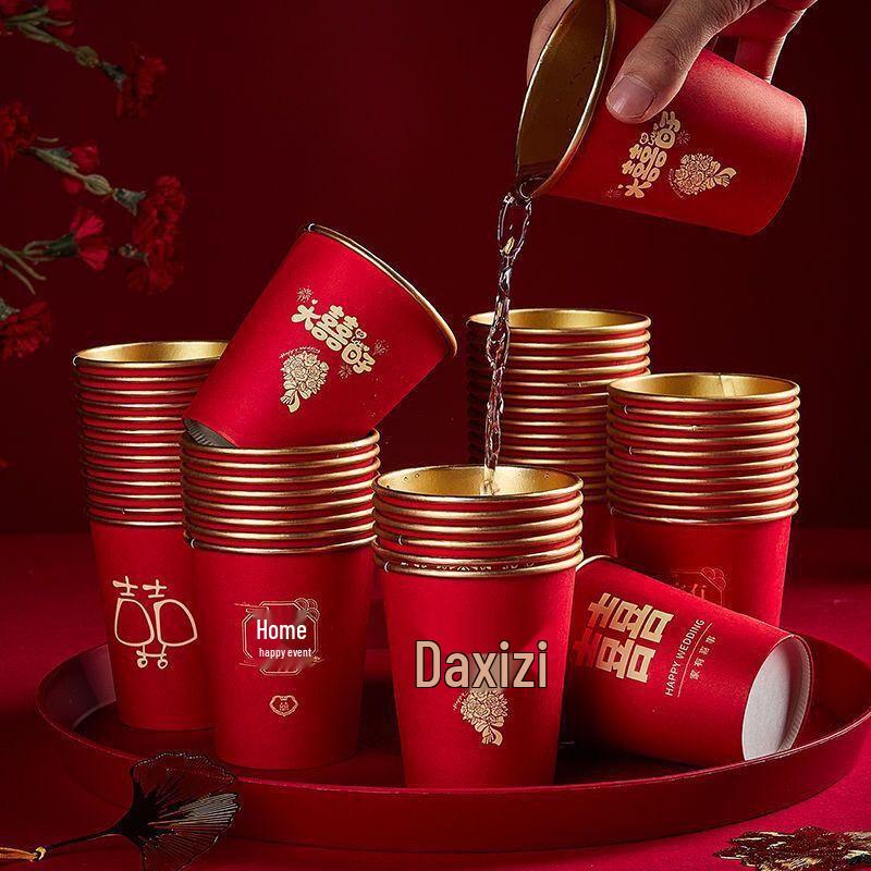 Ally Wedding Gold Foil Disposable Paper Cups
