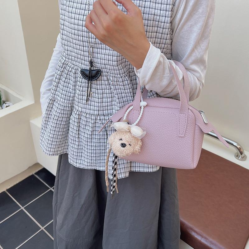 Minimalist Solid Color Pu Handheld Small Square Bag For Daily Casual And Commute