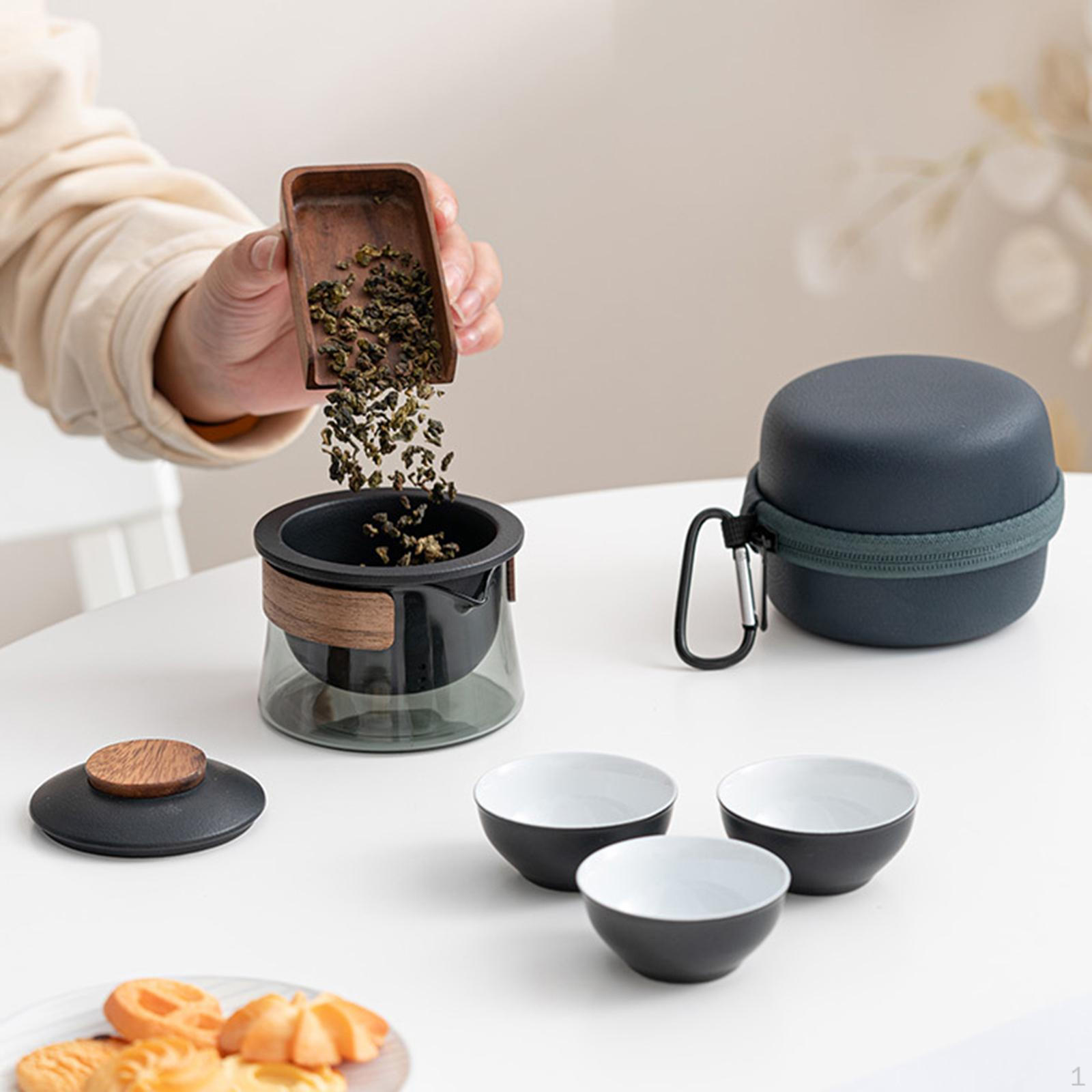 

Дорожный чайный сервиз китайский, 1 горшок, 3 мини-чашки, чайник и чашка чайной посуды на День Благодарения B