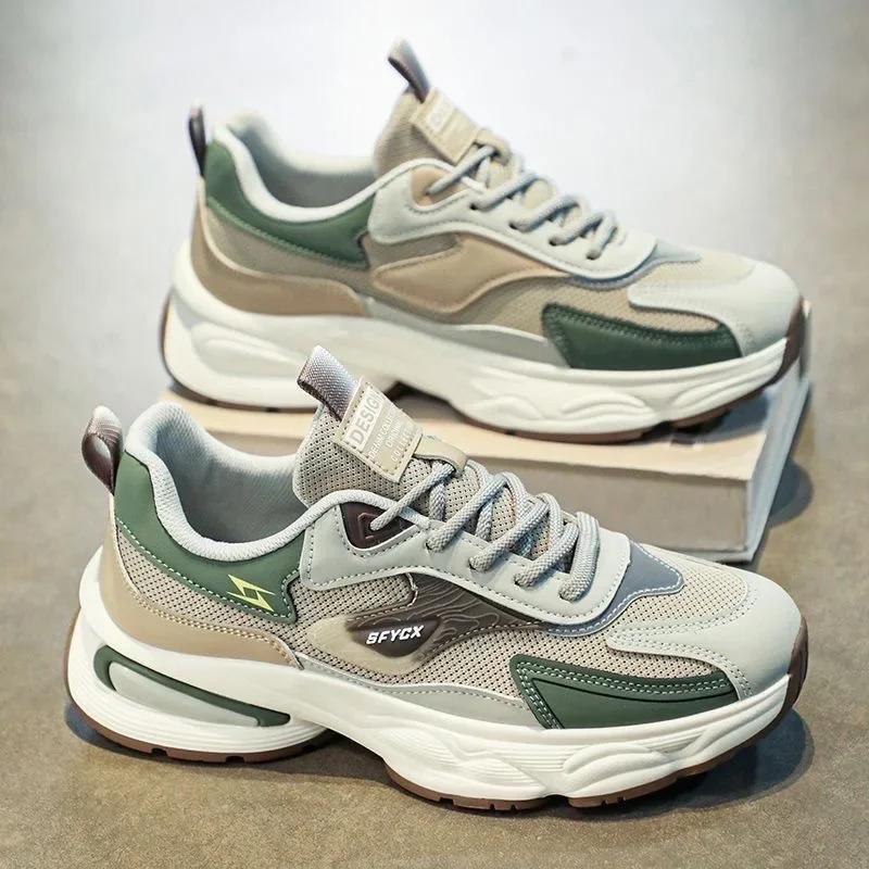 Fashion 2024 Men's Sneakers Mesh Breathable Casual Running Shoes Tennis Training Shoes for Men Lace Up Platform Shoes Zapatillas Hombre