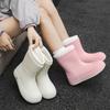 Fixed Fleece Rain Shoes Women's Outer Wear Waterproof Shoes Non-slip Soft-soled Student Medium Rain Boots