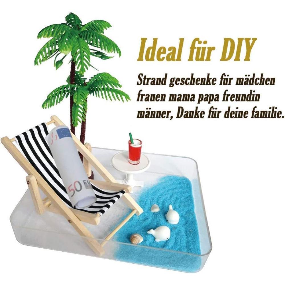 2 Stück 1/12 Miniatur-Liegestuhl, Holz-Liegestuhl für Heimwerker, Zen-Garten, Strand-Mikro-Landschaftsdekoration, Mini-Möbel-Modellzubehör