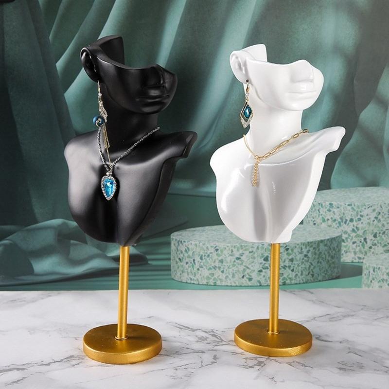 Chic Neck Model Stand Chic Necklace Bust Stand Jewelry Model Organizer Earrings Display Stand Resin Texture for Jewelry