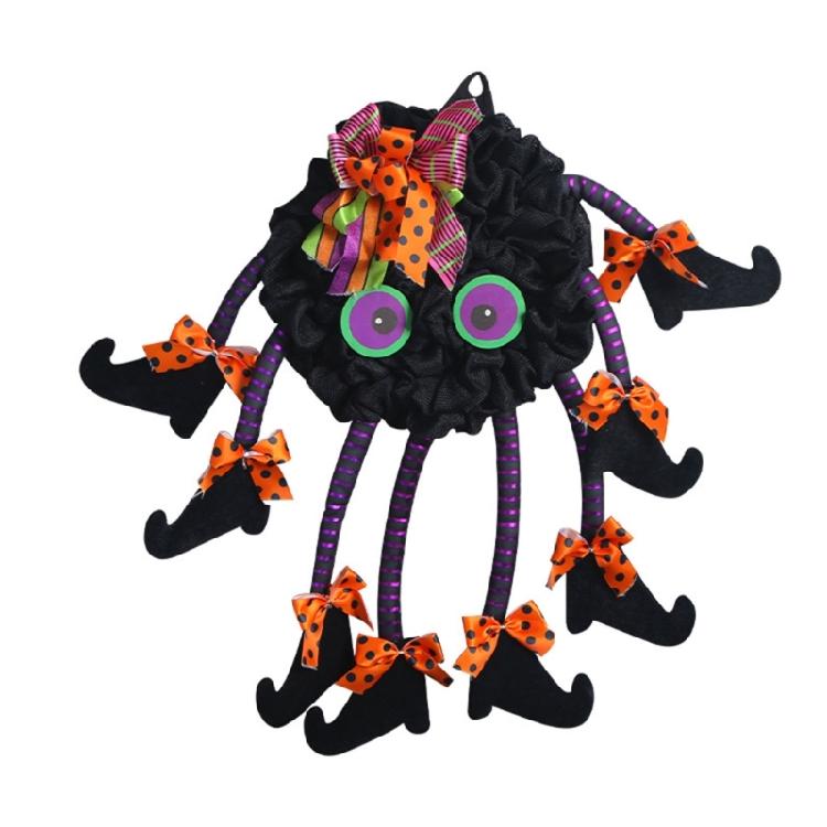 

Halloween Wreath Multi-leg Witch Hat Mesh Wreath Ornament for Front Door Decor 1