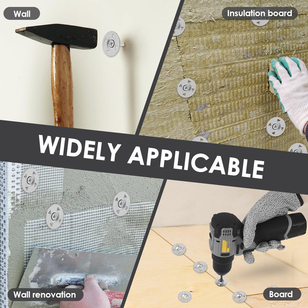 200Pcs Foam Board Fastener Insulation Washer Set 1.1 Inch Foam Board Fixing Fastener with 200 Screws and Cut for Composite Boar