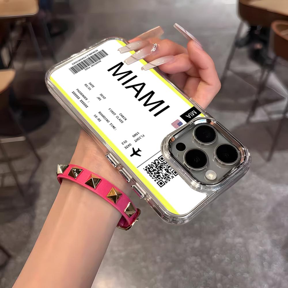 Plane Fight Ticket Phone Case For IPhone 17 Air 16 15 14 13 12 11 Pro Pro Max Plus Transparent Soft Cover