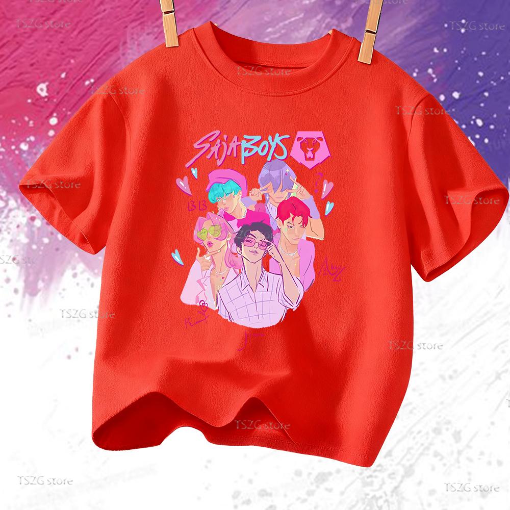 Sommer Anime KPop Dämonenjäger Saja Boys Print Kinder T-Shirt Tops Mode Kinderkleidung Kurzarm Fans Geschenk T-Shirt