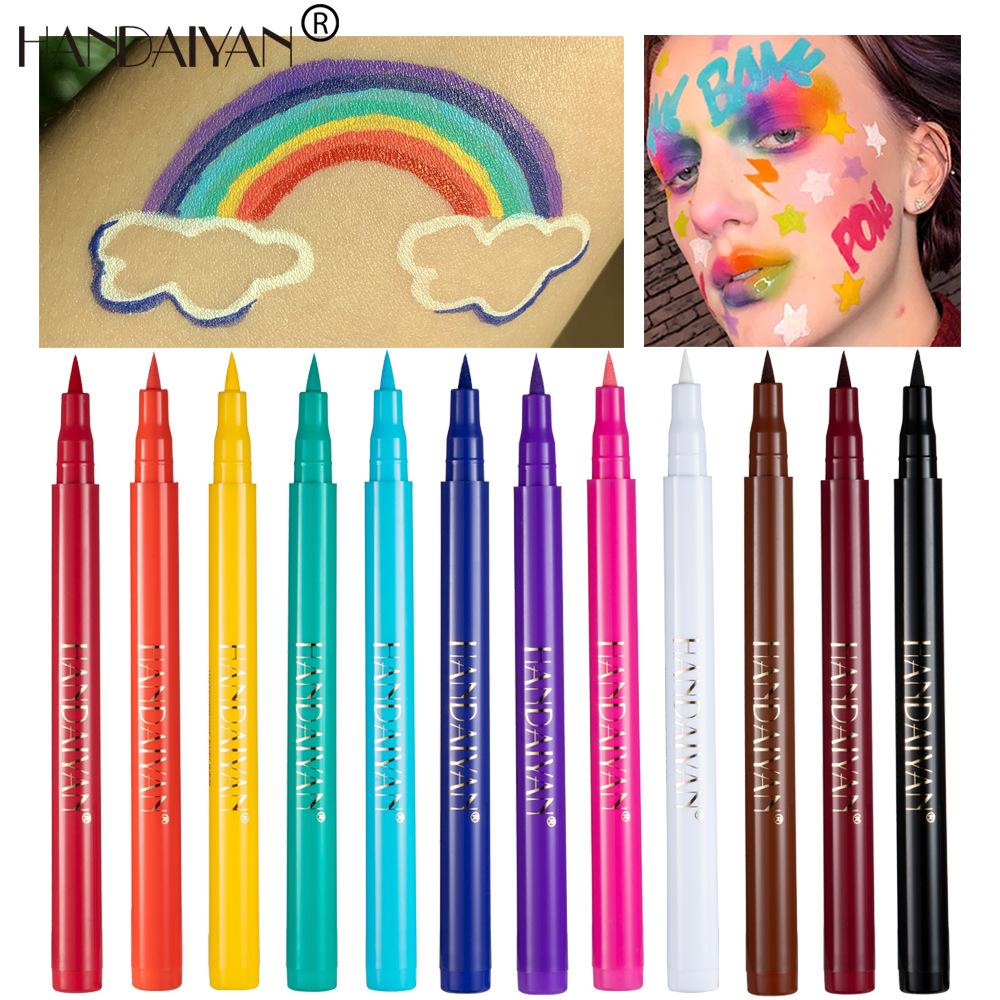 HANDAIYAN Matita gel per eyeliner impermeabile a 12 colori Penna per eyeliner colorata bianca gialla blu marrone Trucco a lunga durata