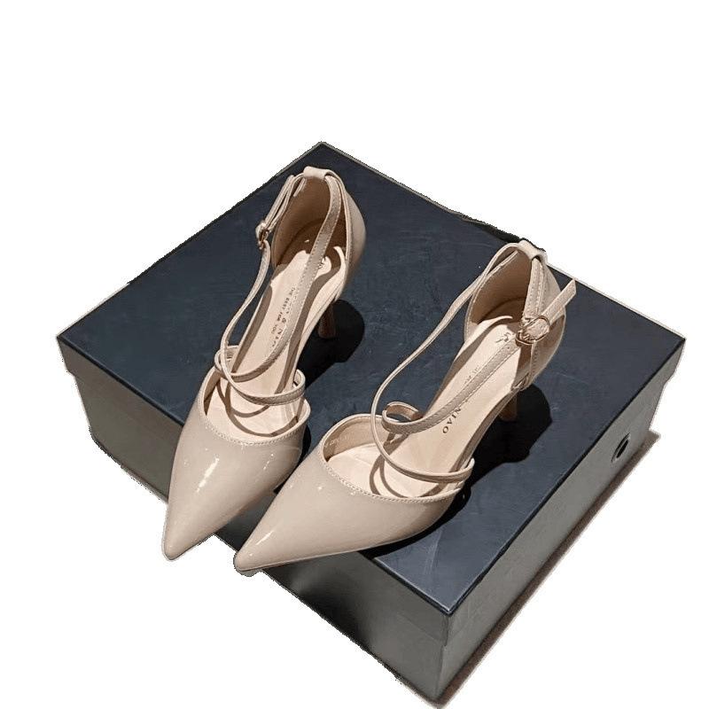 Summer new sexy pointed cross-strap single shoes shallow mouth bag head buckle hollow high-heeled sandals