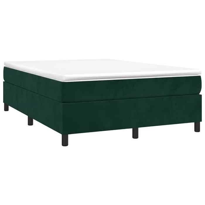 Cadre de lit avec matelas - Maison Exclusive - Velours - 140x190cm - Vert foncé - 2 places