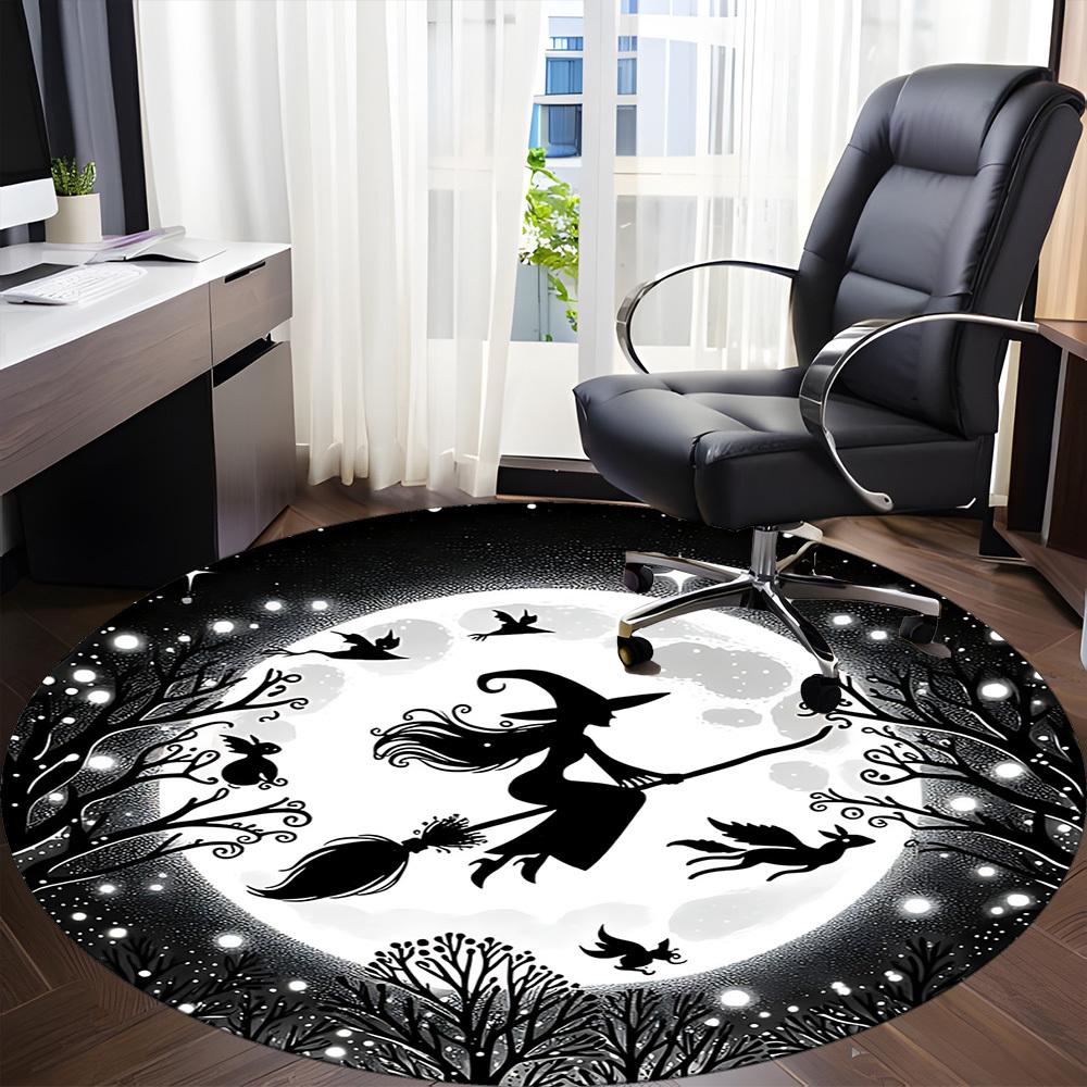 1PC Witch Moon Office Round Area Rug, Mat Suitable For Office, Under Office Chairs Bedroom Living Room Home Decor, Room Deco