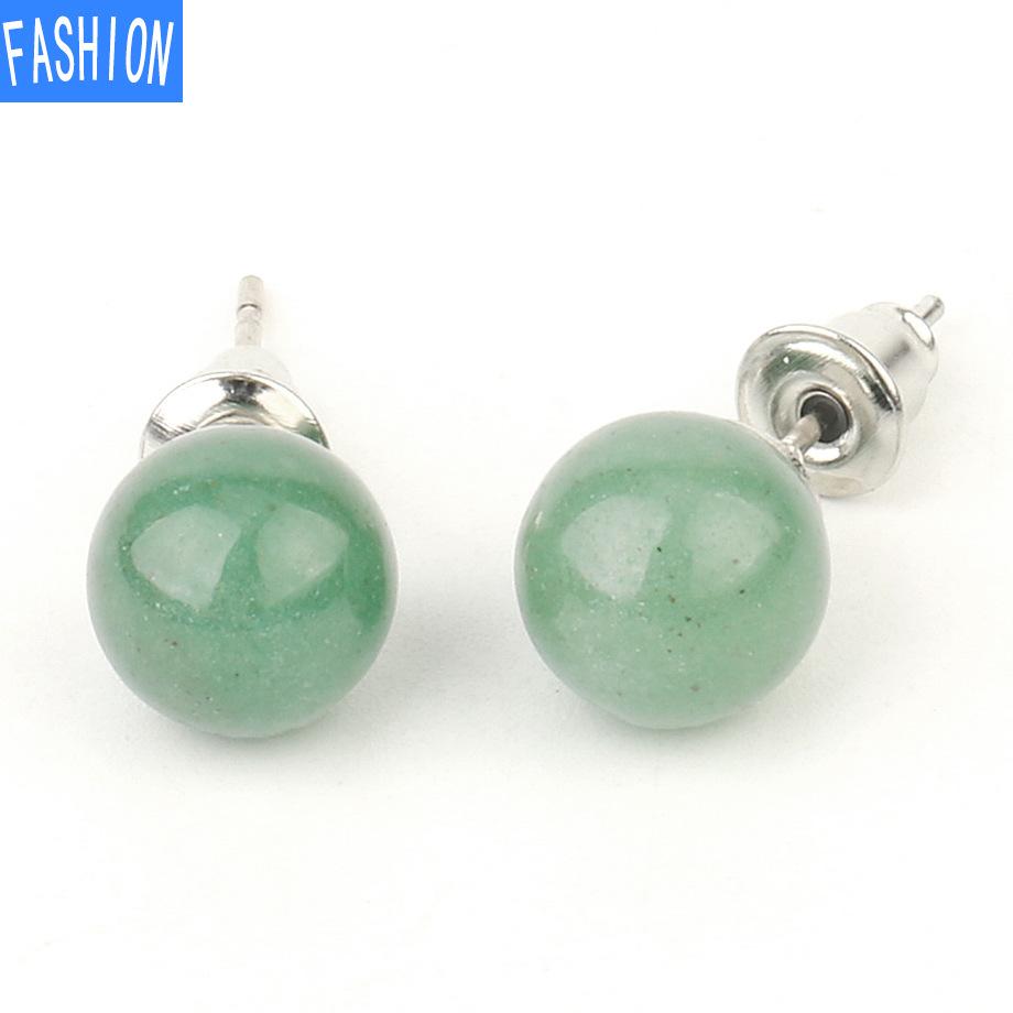

Креативные милые серьги с натуральными кристаллами в горошек, простые европейские и американские серьги, женские оригинальные серьги-брелки green aventurine