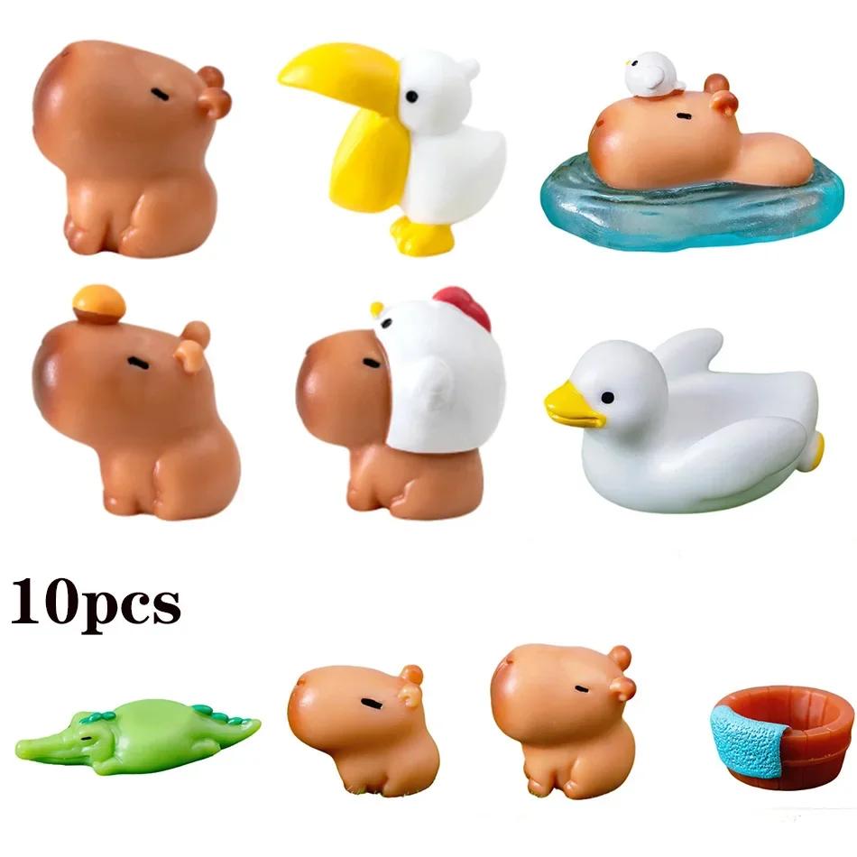 10pcs/Set Capybara Model Simulation Animals Mini Action Figures Figurine Home Decoration Gift Home Ornament