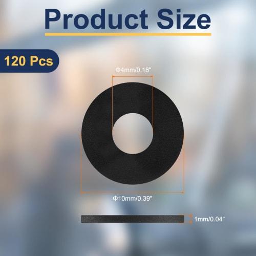 uxcell M4 Washers, 120pcs Nylon Flat Washers, 4mm Inner Diameter, 10mm Outer Diameter, 1mm Thick, Insulated for Shower Hoses, Faucet Pipes, and Glass