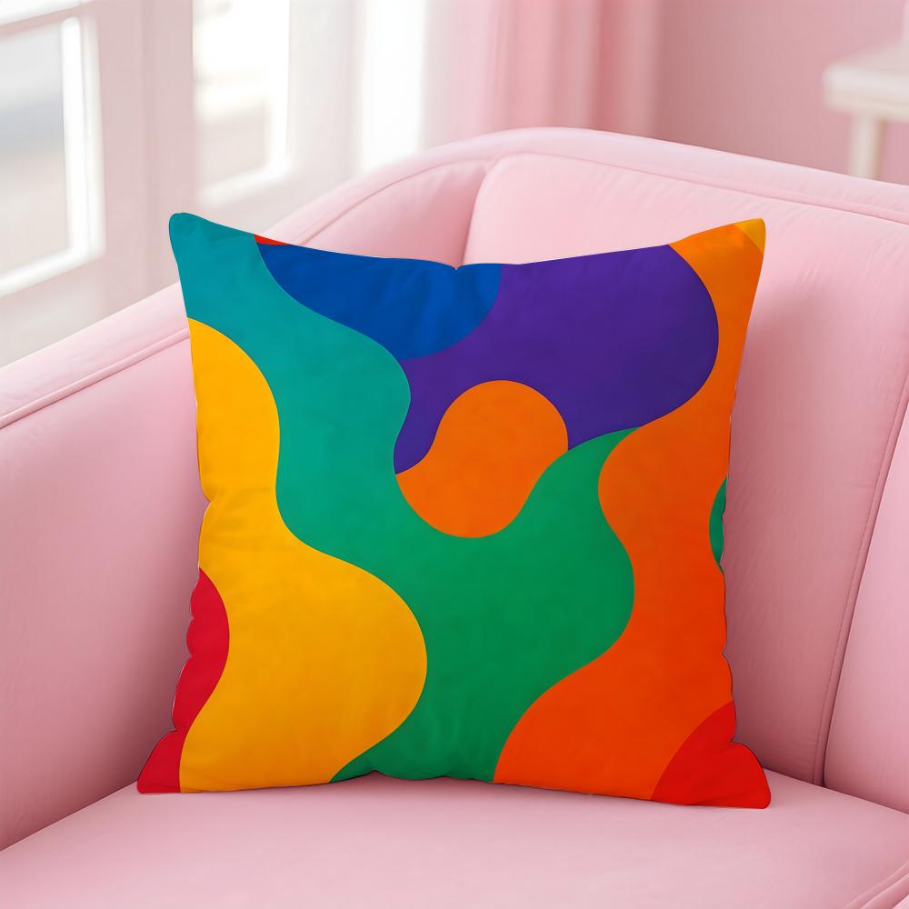 Dopamin-Stil Malerei Kissenbezug Kissenhülle Kurzer Plüsch Verdeckter Reißverschluss Raum Sofa Kissenbezug