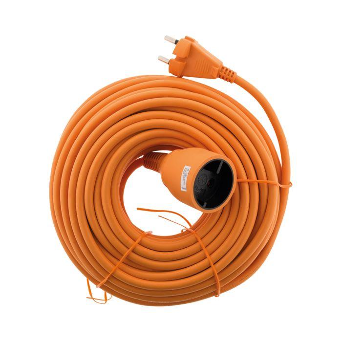 Rallonge Éléctrique De Jardin ZENITECH 25m - Câble HO5VVF - 2 X 1.5 Mm2 - Orange
