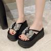Fashion Slippers Women Summer Platform Butterfly-Knot Shoes Glitter Slides Pantofle Soft Jelly 2025 Crystal Butterfly-knot Shoes Woman 2