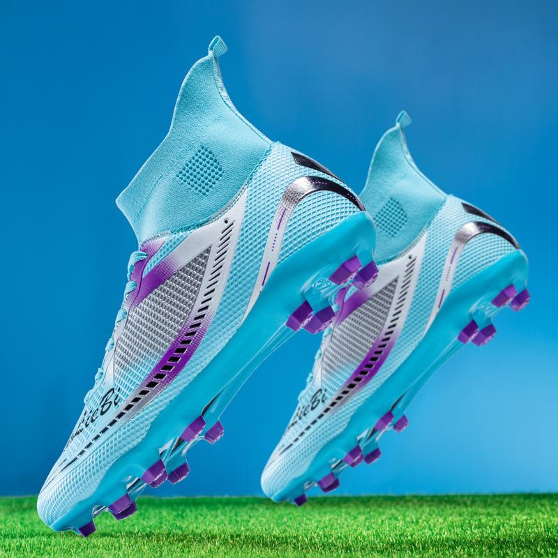 

High-top football shoes autumn youth artificial grass spikes AG primary and secondary school students competition equipment training shoes men 35 синий