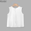 ZANZEA Women O-neck Sleeveless Solid Breathable Splits Casual Loose Tank Tops