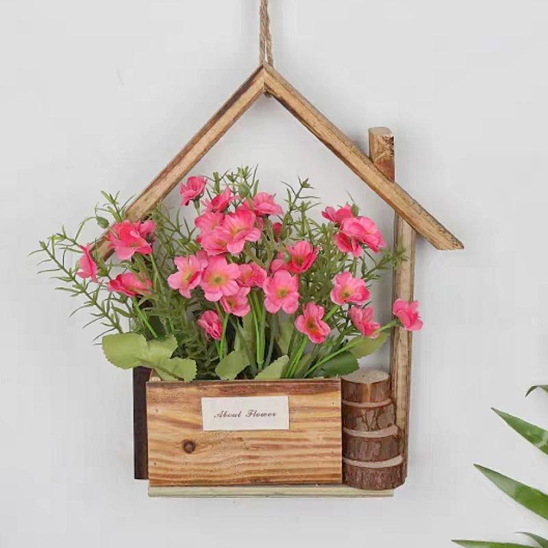 European-style Wooden Wall Hanging Flower Basket with Macrame