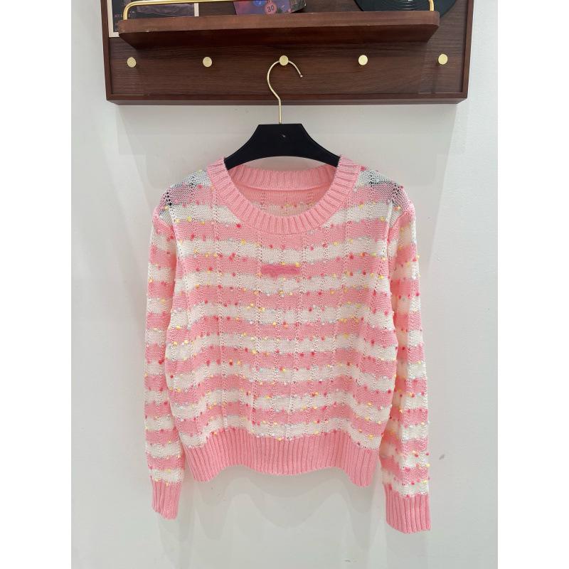 Trendy Knitted Sacai Nanyou European Stripe Crochet Long Sleeve with Colorful Dots for Early Autumn