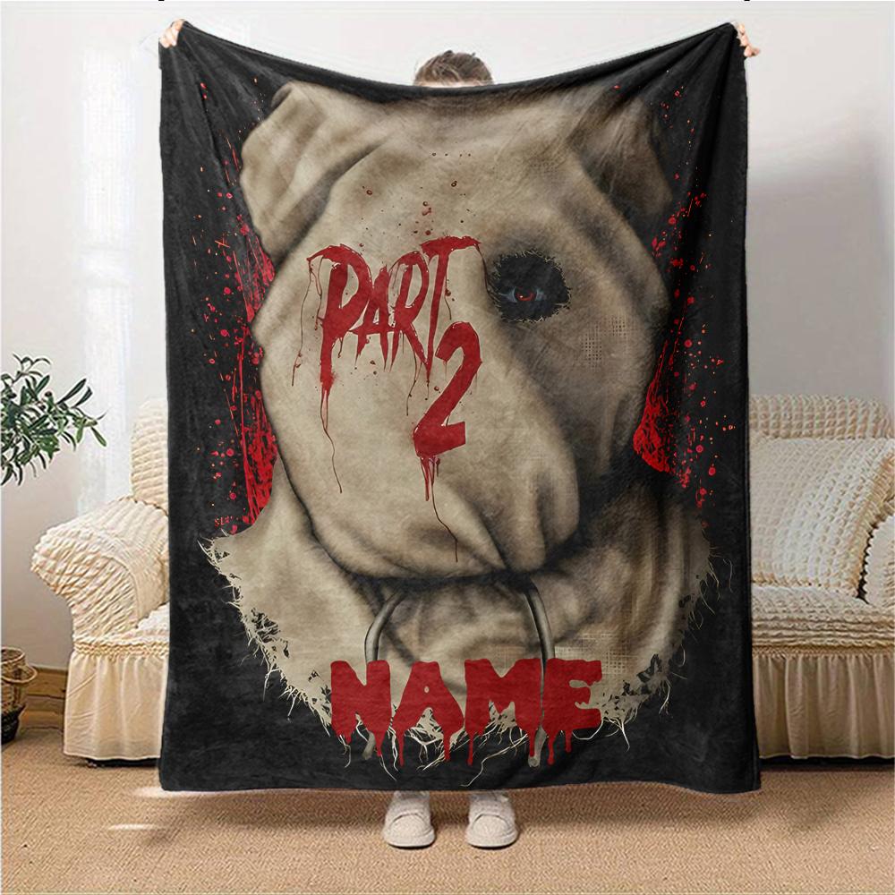 Custom Name Jigsaw Puppet Horror Party Blanket For Couch Bed Plush Cozy Fuzzy Blanket Super Soft Warm Blankets For Fall And Winter 0916141