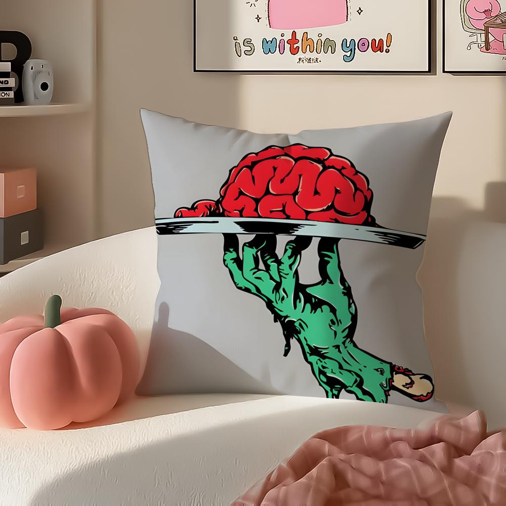 Los Angeles BBrain DDead Cushion Cover Pillowcase Short Plush Invisible Zipper Room Sofa Cushion Cover