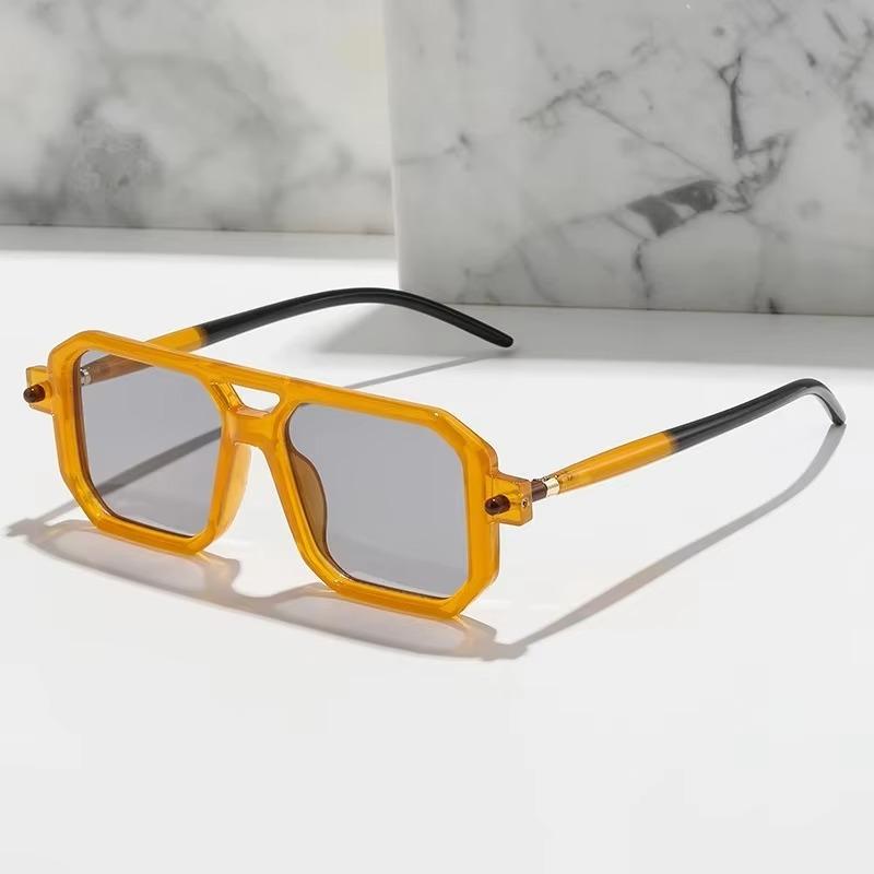 Vintage vierkante zonnebril voor herenmode 2025 Retro dubbele brug heren zonnebrillen brillen trendy merk design tinten