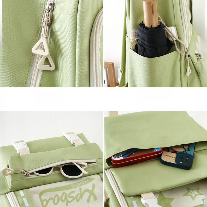 4pcs Set Large Capacity Backpack for Girl Boy Elementary School Fresh Bag Cute and Versatile Backpack for Junior High School Students