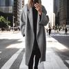 Womens Long Wool Blend Trench Coat Plus Size Slimming Workwear Outerwear
