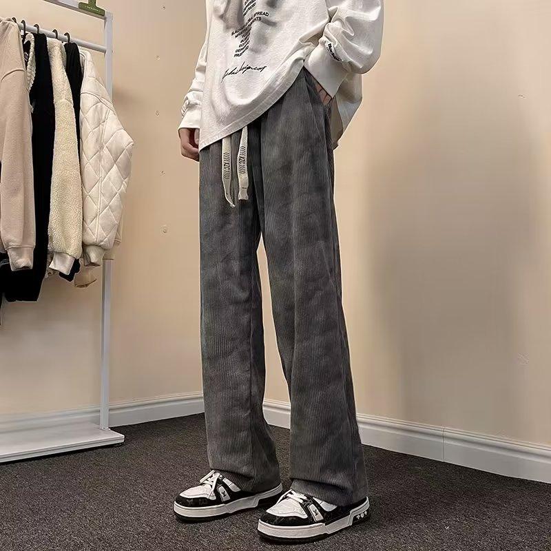 Вельветовые плотные брюки Осень и Зима Американский Хай-стрит Оверсайз Прямые Широкие брюки Мужские Высококачественные Повседневные брюки M