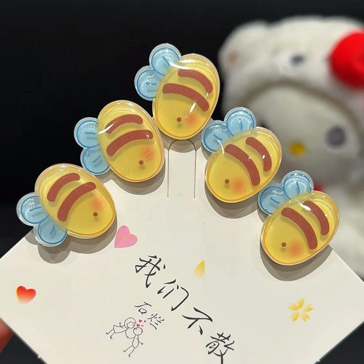 Sweet Girly Cartoon Bee Mini BB Clips, Cute Insect Design Kids Side Broken Hair Fixed Decorative Hairpin