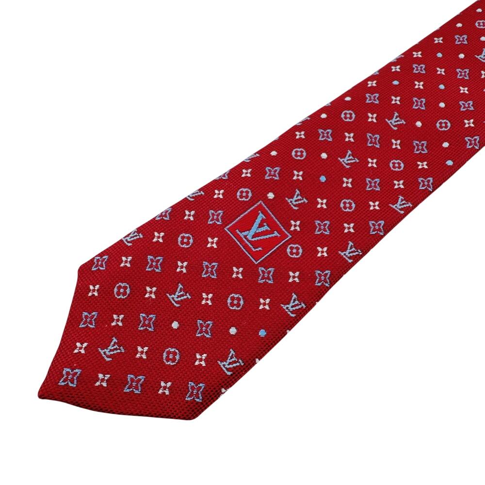 LOUIS VUITTON M78034 Dot Pattern Monogram silk tie Red series silk Used