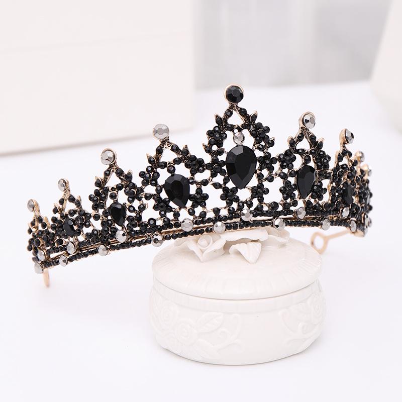 Tuanming Baroque Bridal Headband: Black Rhinestone Vintage Crown for Birthdays