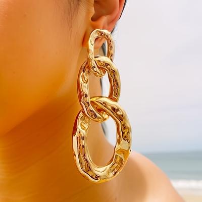 Fashionable and Trendy Women's Earrings with Exaggerated CCB Chain Design, Perfect for Everyday Wear