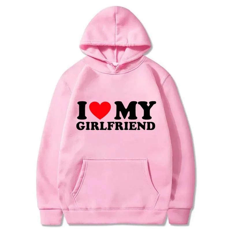 I Love My Boyfriend Girlfriend Printed Women Hoodie Couple Fashion Sports Shirt Harajuku Casual Top Sport Jogging Fleece Sweatshirt