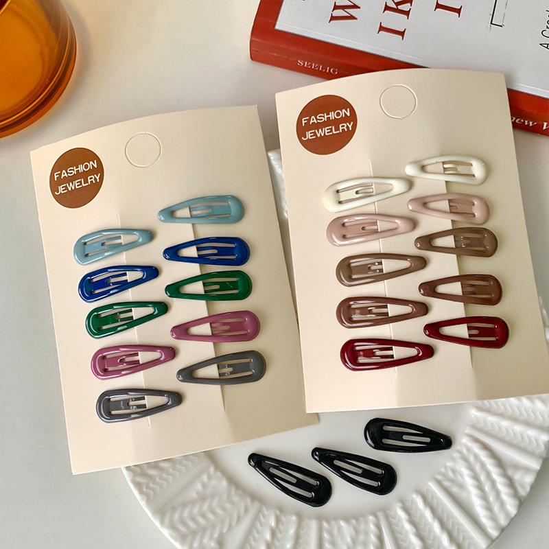 Colorful 10-Piece Children's Hair Clips Set - Water Drop Shape for Girls' Bangs & Sideburns