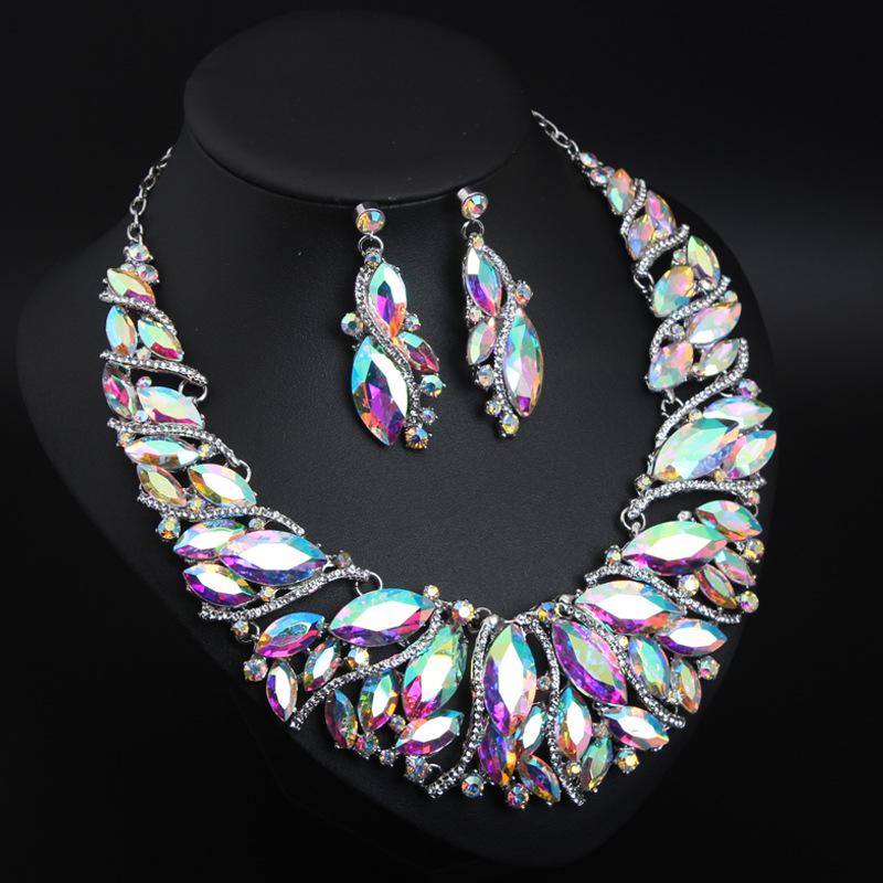 Set di Collana e Orecchini in Cristallo Europeo e Americano per Spose e Banchetti - Accessori Gioielli da Donna