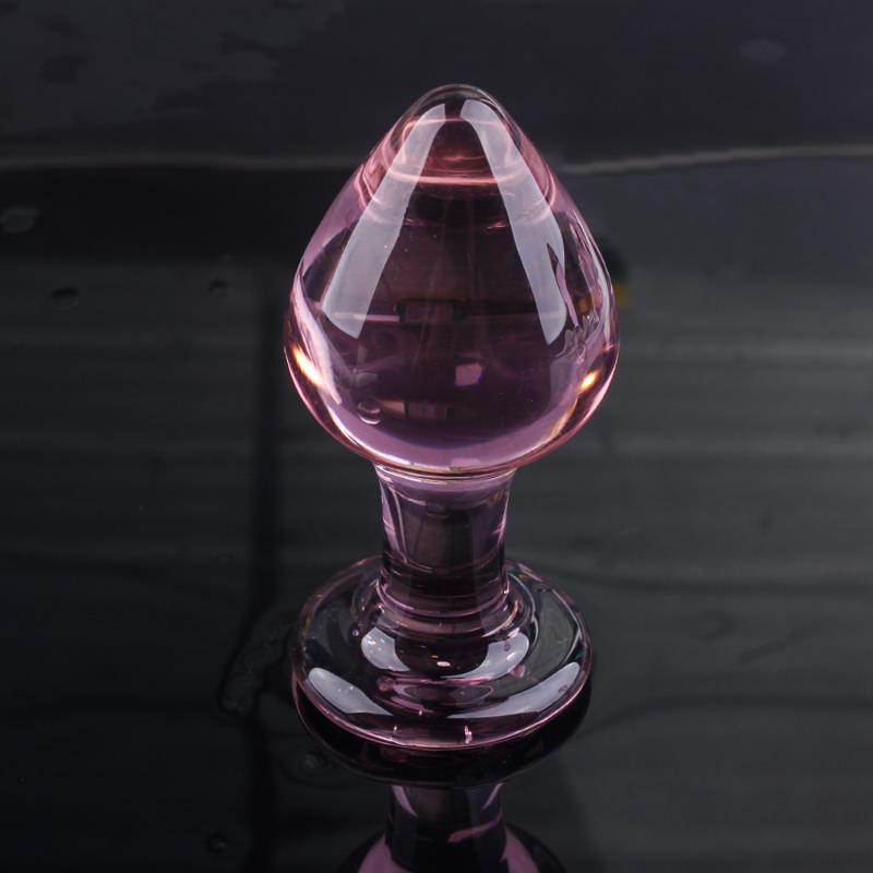 Pink Ribbed Glass Butt Plug Masturbation Sex Toy Explore Ass Play Women Man Gspot Stimulate Orgasmic Lesbian Backdoor Game