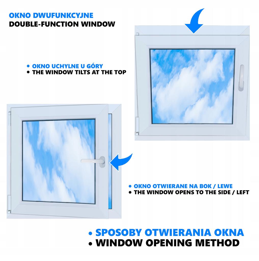 Okno Pcv Antracyt 70X70 Lewe, Nowe 700X700 Mm Rozwierno Uchylne, Dwuszybowe