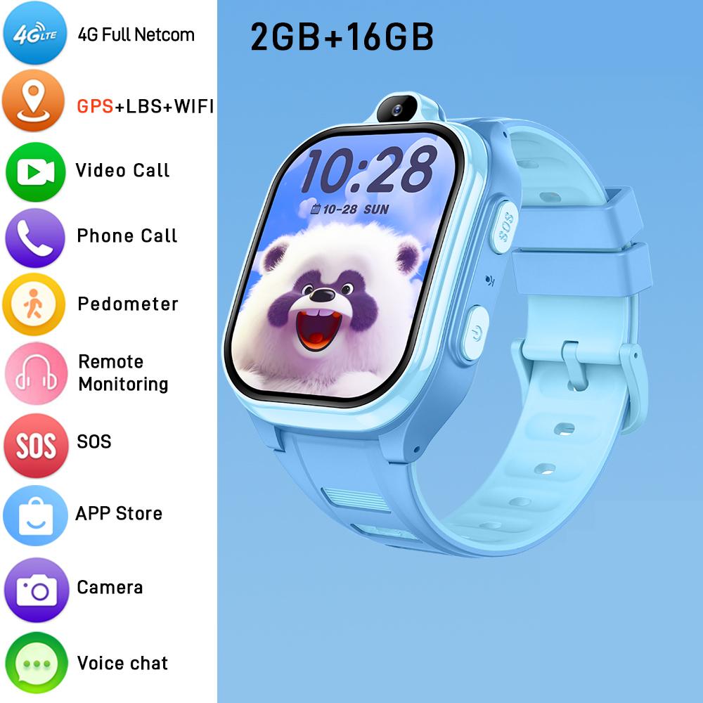 4G Smartwatch Kinder GPS WIFI Videoanruf APP Download Kinder Smartwatch Monitor Tracker Standort Telefonuhr Jungen Mädchen 2GB+16GB