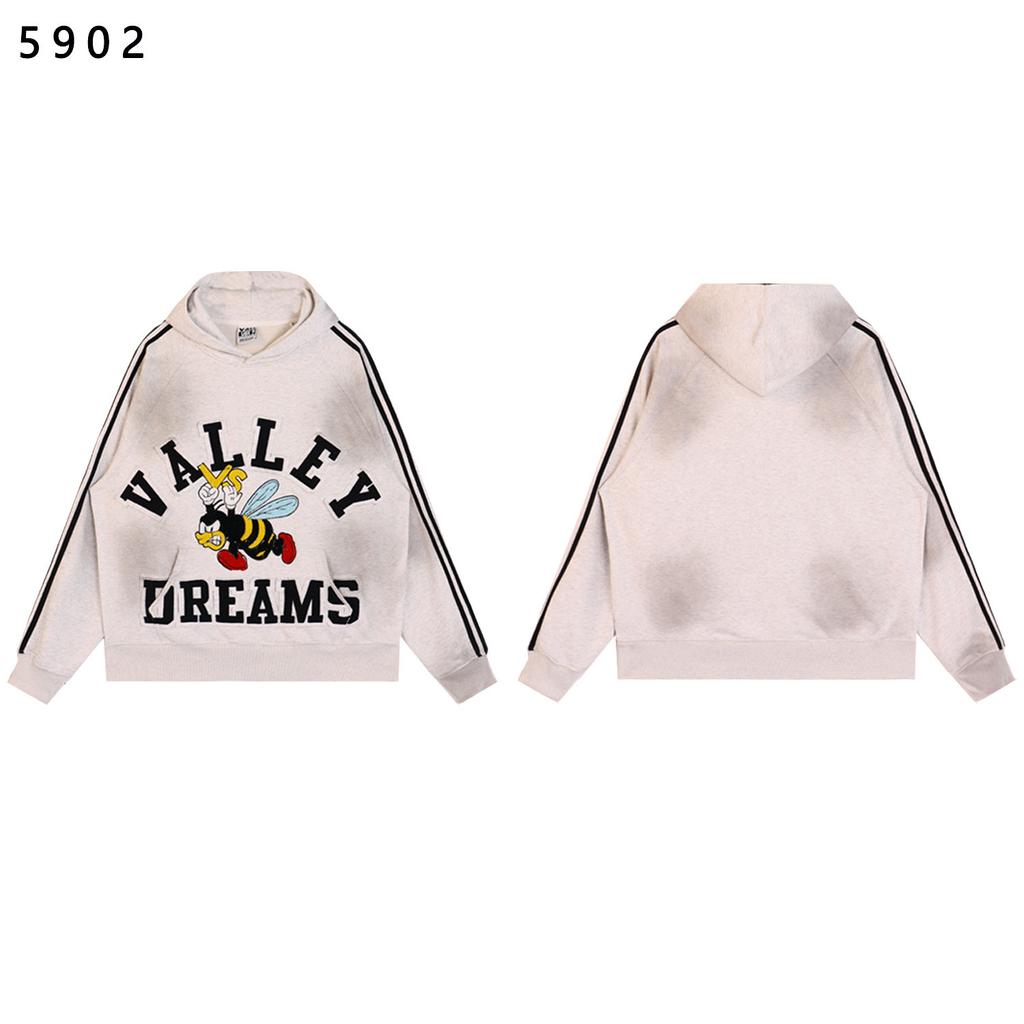 Vale Forever Anthem Bee Loose Striped Embroidered Washed Booted Hoodie Hoodie Set