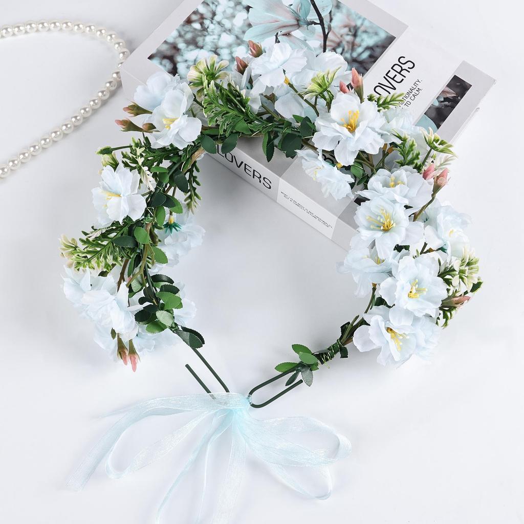 Corona de Flores Estilo Mori Diadema Nupcial - Perfecta para Viajes, Fotos, Actuaciones y Accesorios para el Cabello