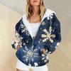 Women's Christmas Printed Sweatshirt  Winter Long Sleeve Cardigan Jacket With Pockets Zipper Hoodie Outerwear