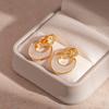 Imitation shell zircon double-layer circle silver needle earrings real gold electroplating geometric temperament earrings