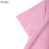 ZANZEA Damen Casual Rundhals Einfarbig Sommer Kurzarmkleid